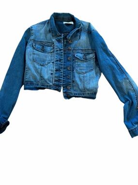 Vintage Parasuco Two-Tone Blue Cropped Denim Jacket M